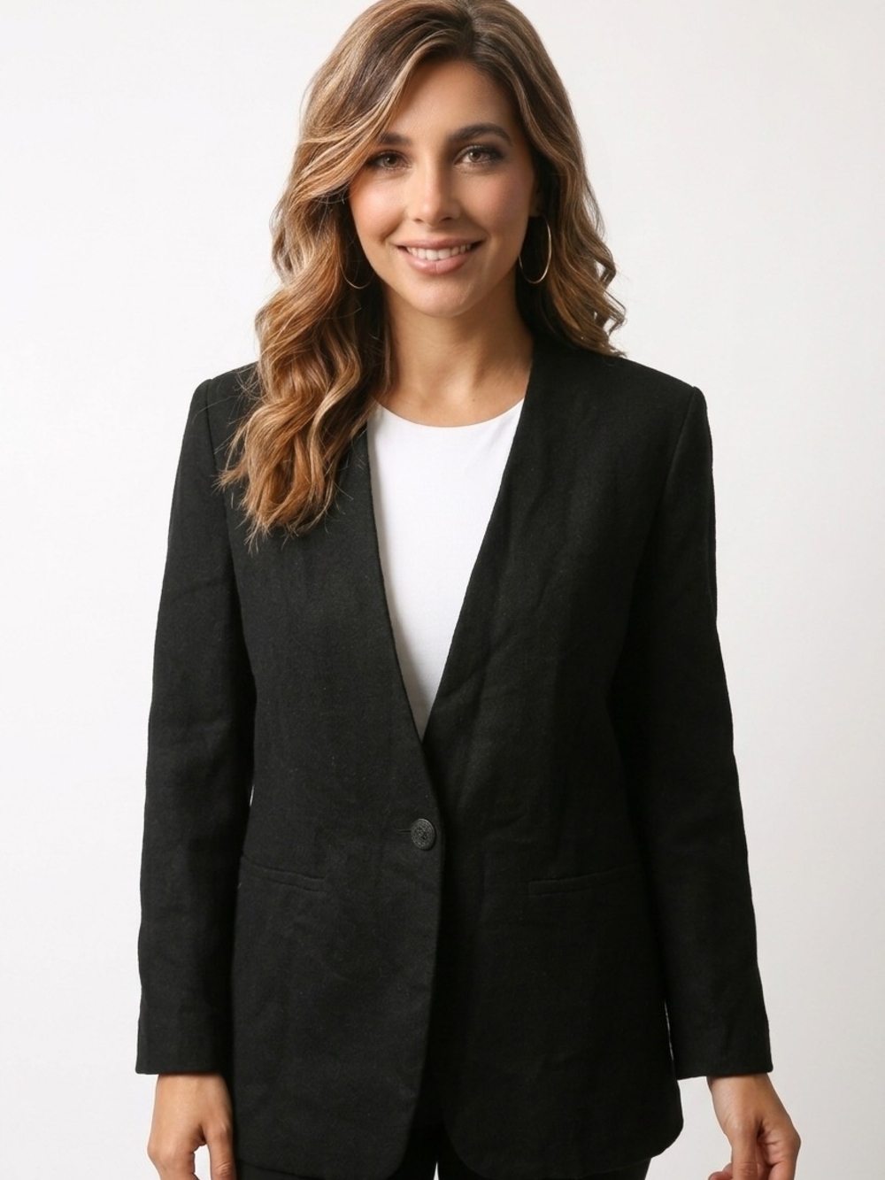 Vintage "The Visitor" Black Single-Button Women's Blazer